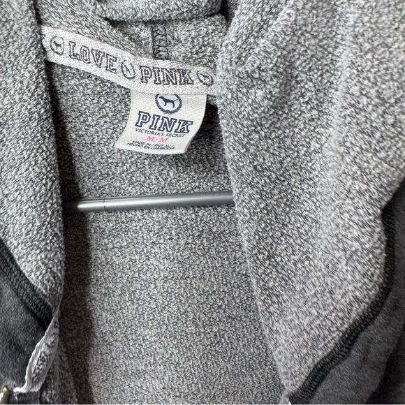 Victoria secret pink sweater hoodie ombré sunset 86 on back zip up zipper grey - Picture 11 of 11